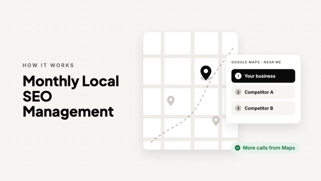 Monthly Local SEO Management: animated overview by FSK Digital Marketing