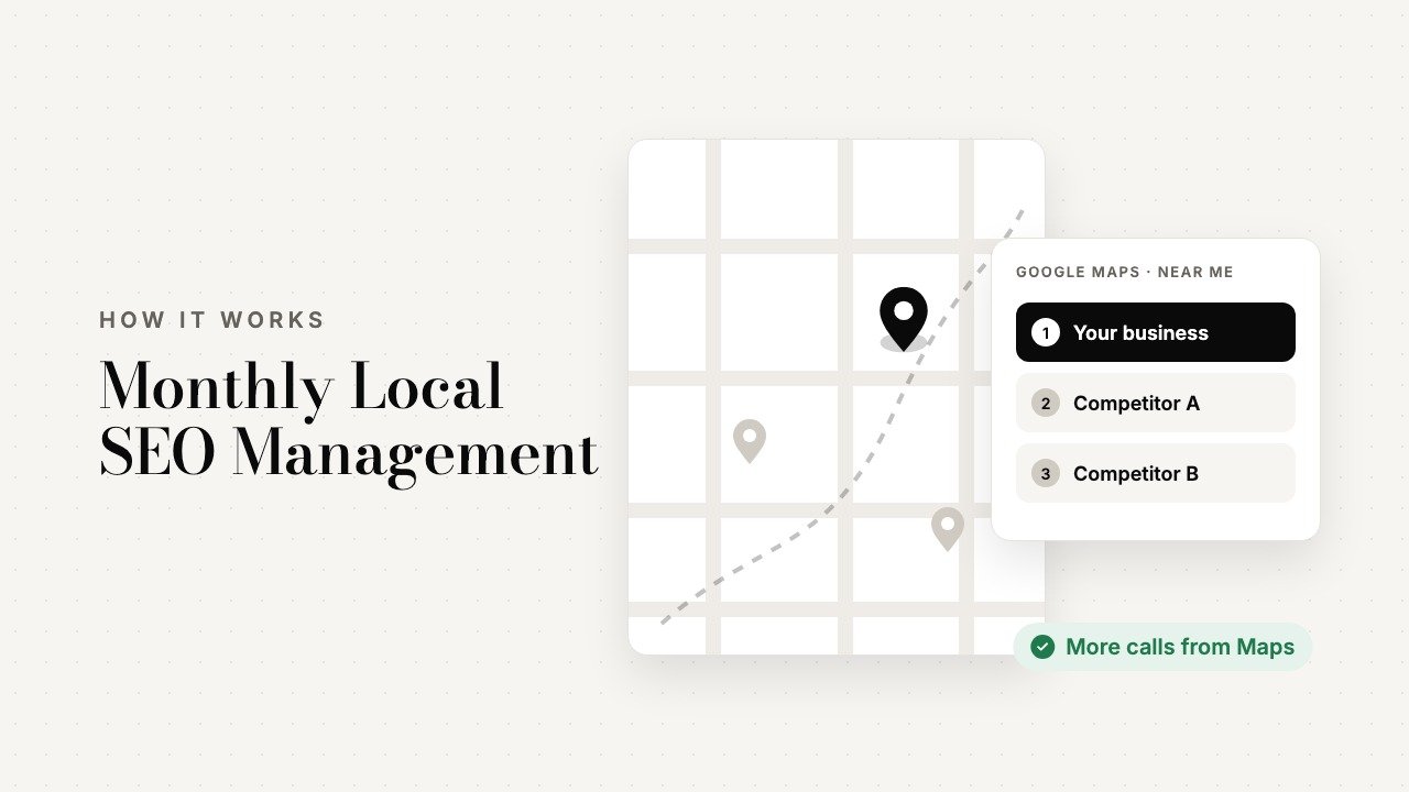 Monthly Local SEO Management: animated overview by FSK Digital Marketing